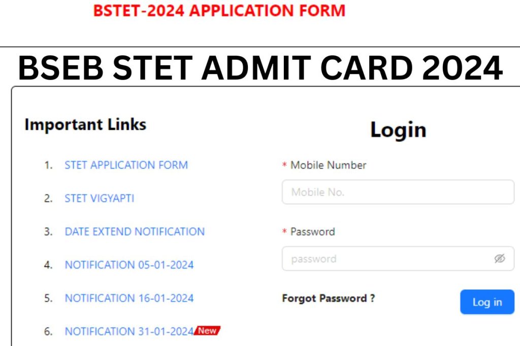 BSEB STET Admit Card 2024, bsebstet2024.com Hall Ticket Link